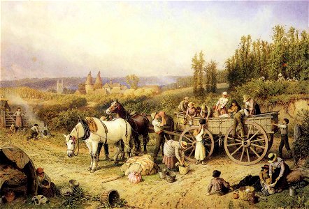 Myles Birket Foster - The Farm Cart. Free illustration for personal and commercial use.