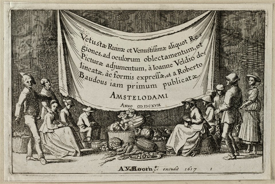 Figuren bij manden met vruchten en goenten. NL-HlmNHA 53012394