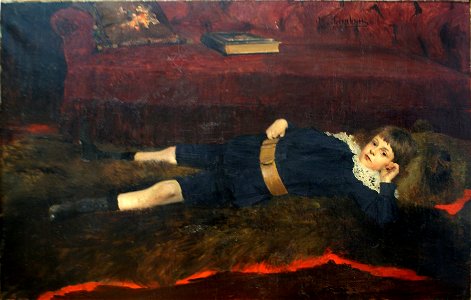 Filipp Malyavin. Boy on a Bearskin