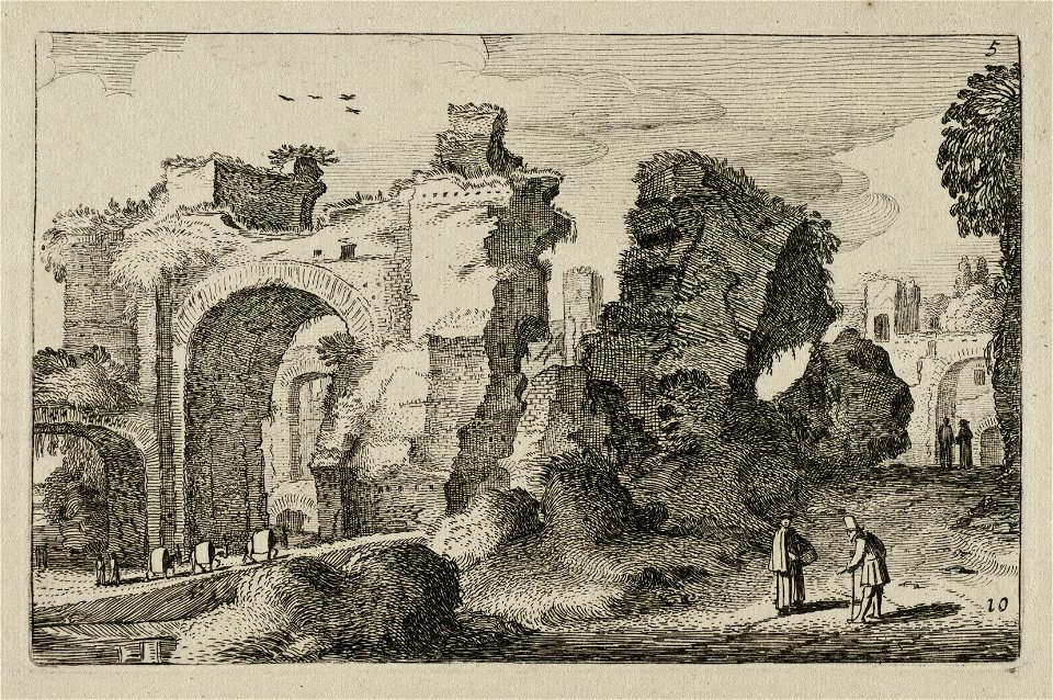 Figuren en pakezels bij de Thermen van Caracalla te Rome. NL-HlmNHA 53012480