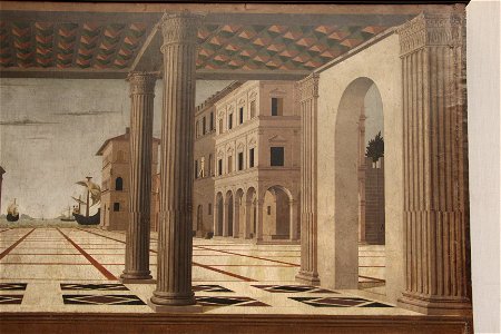 Francesco di giorgio martini (attr.), veduta architettonica, 1490-1500 ca. 03