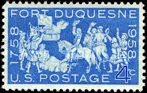 Fort Duquesne stamp 4c 1958 issue. Free illustration for personal and commercial use.