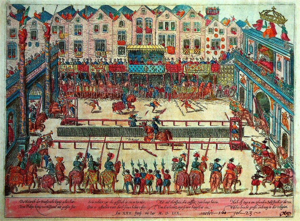 Frans Hogenberg (1535-1590) Hendrik II dodelijk verwond door Gabriel de Lorges (1559) 19-1-2018 12-54-10
