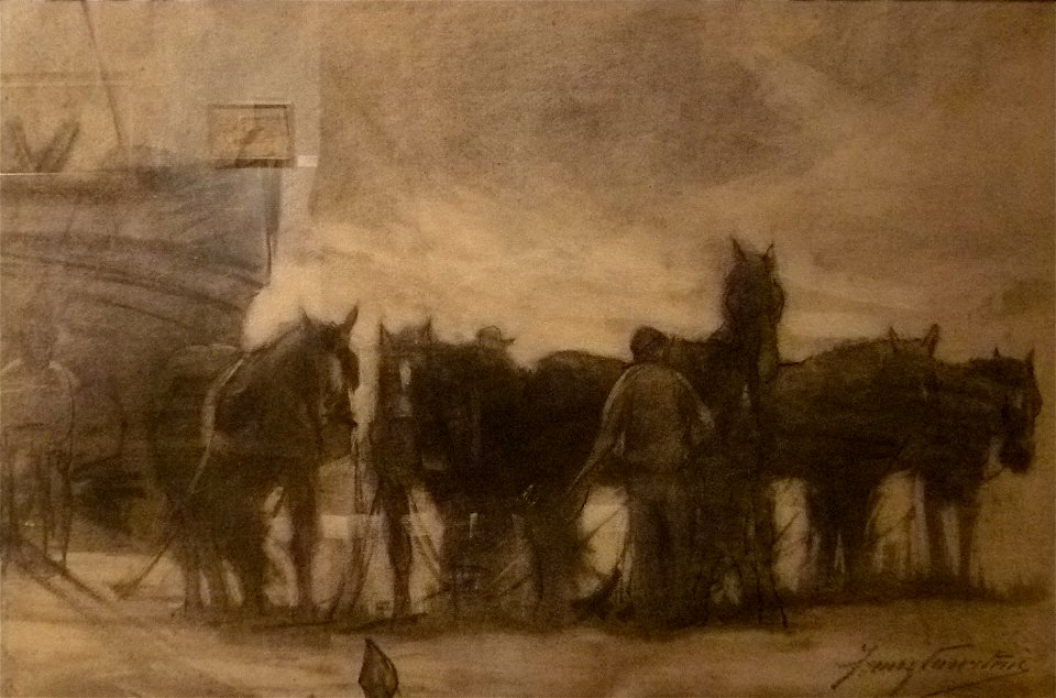 Franz Courtens - Trekpaarden op het strand