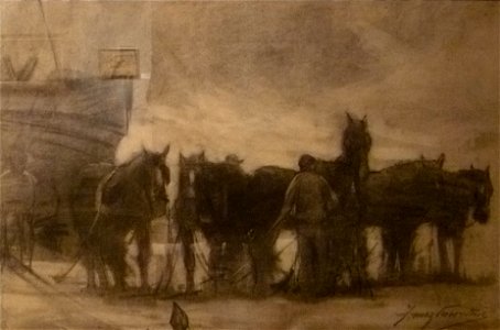 Franz Courtens - Trekpaarden op het strand