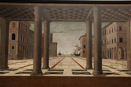 Francesco di giorgio martini (attr.), veduta architettonica, 1490-1500 ca. 02