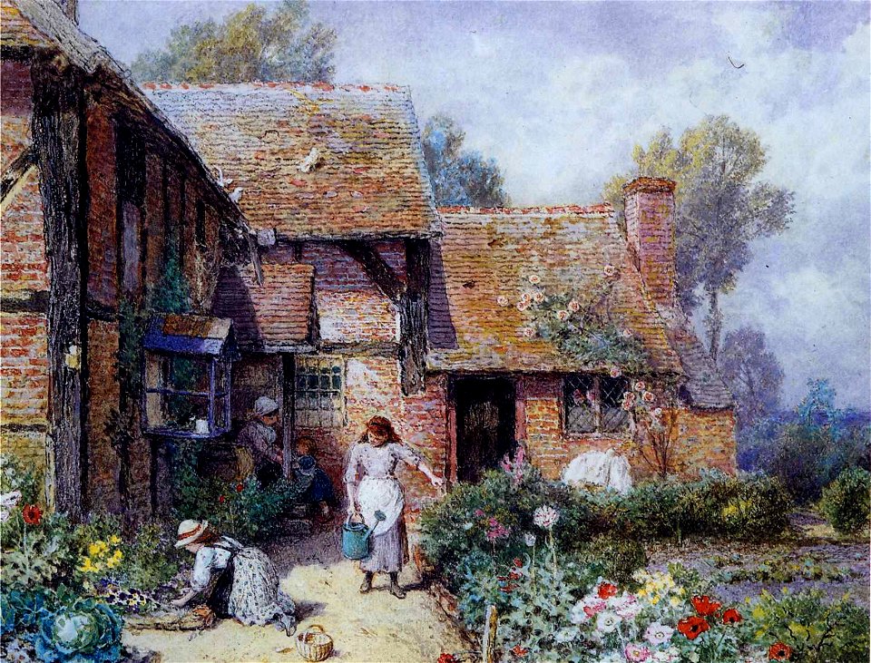 Myles Birket Foster - An Afternoon in the Garden