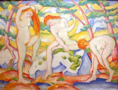 Franz Marc - bathing girls - 1910. Free illustration for personal and commercial use.
