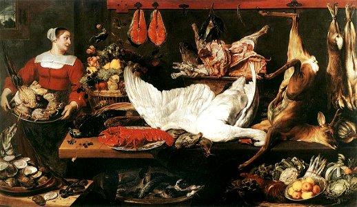 Frans SNYDERS, The Pantry. Free illustration for personal and commercial use.