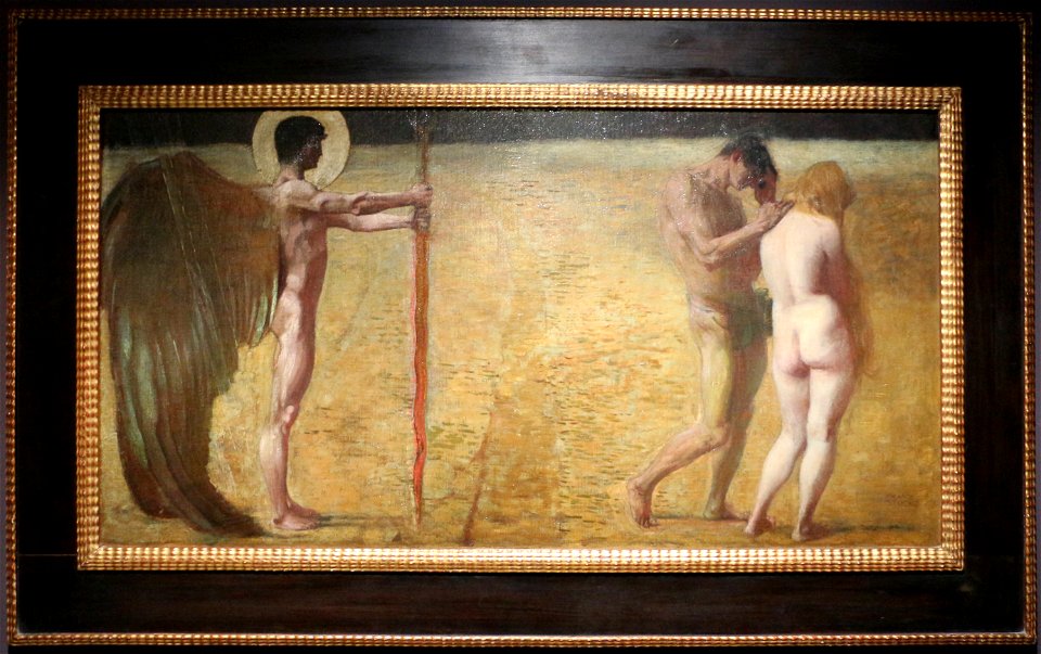 Franz von stuck, la cacciata dal paradiso, 1890 ca