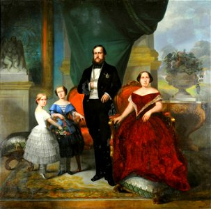 François-René Moreaux - O imperador D. Pedro II, sua esposa Teresa Cristina e suas filhas, princesas Isabel e Leopoldina, 1857