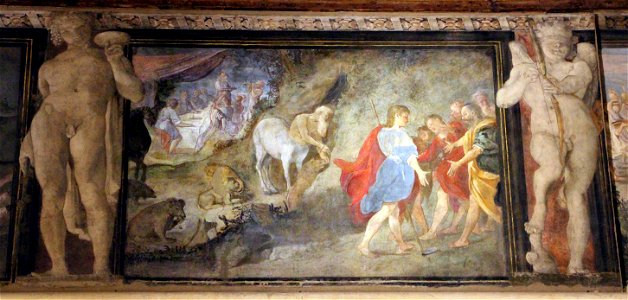 Fregio di Giasone e Medea 02 perval. annibale carracci, con ludovico, tremomenti della giovinezza di giasone, 1584 ca.