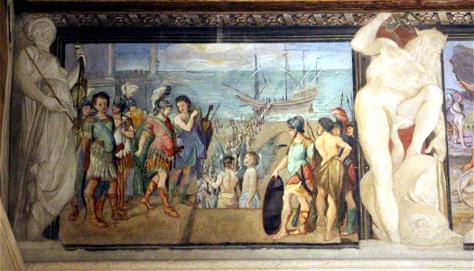 Fregio di Giasone e Medea 06 ludovico carracci, imbarco degli argonauti, 1584 ca.