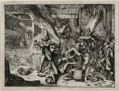 Franse soldaten vermoorden de bewoners van een boerderij. NL-HlmNHA 53009036