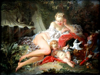 François Boucher Venus and Amor. Free illustration for personal and commercial use.