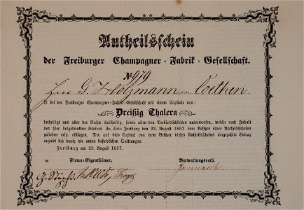 Freiburger Champagner-Fabrik-Gesellschaft 1857