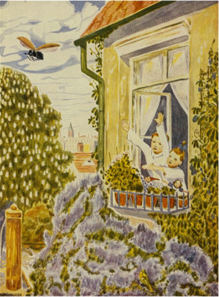 Hans Baluschek, Illustration - Little Peter's trip to the Moon, Wieder Daheim
