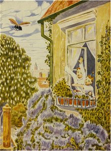 Hans Baluschek, Illustration - Little Peter's trip to the Moon, Wieder Daheim