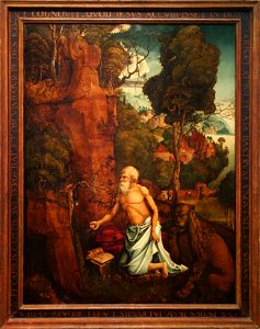 Hans Dürer - The Penitent St Jerome in a landscape. Free illustration for personal and commercial use.