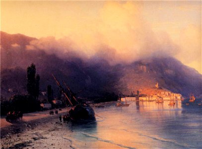 Ivan Constantinovich Aivazovsky - View of Yalta (detail). Free illustration for personal and commercial use.