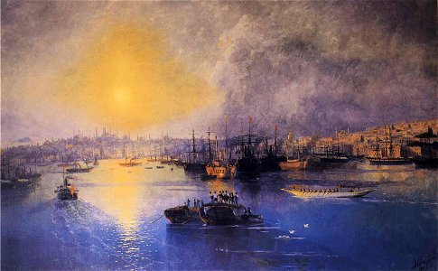 Ivan Constantinovich Aivazovsky - Constantinople Sunset. Free illustration for personal and commercial use.