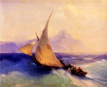 Ivan Constantinovich Aivazovsky - Rescue at Sea (detail). Free illustration for personal and commercial use.
