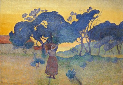 Henri-Edmond Cross, 1893, La ferme, soir (The farm, evening) oil on canvas, 65.0 x 92.0 cm, Private collection, Paris