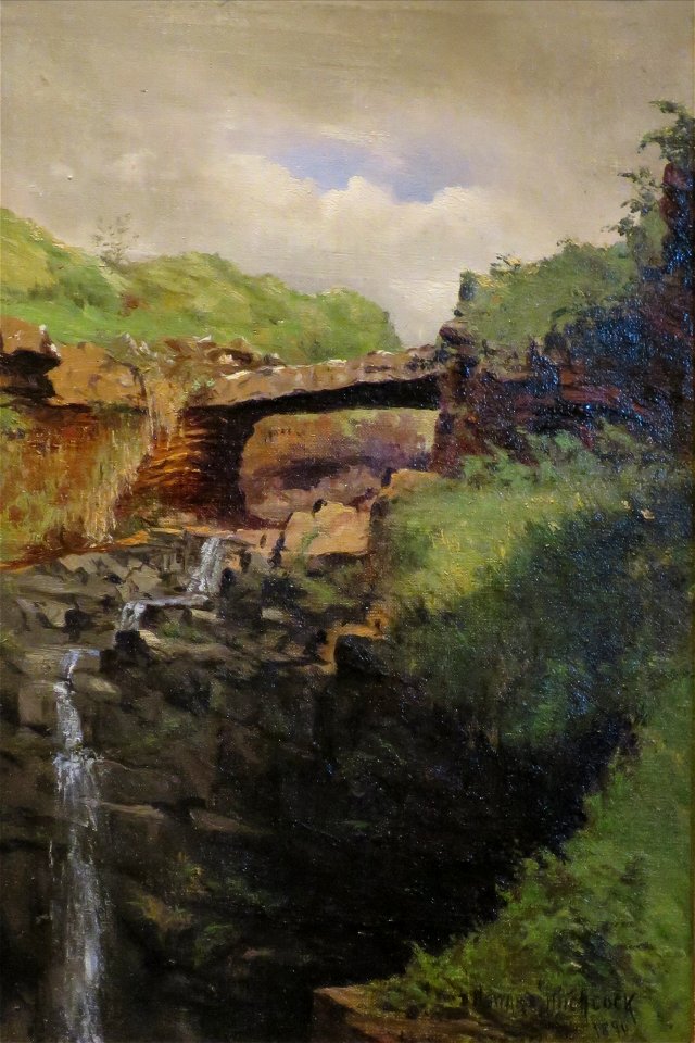 'Natural Bridge, Hilo', oil on canvas by D. Howard Hitchcock, 1890, Bishop Museum