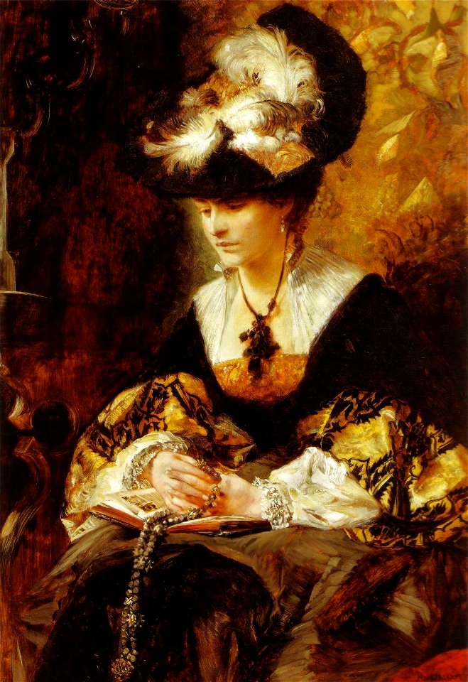 Hans Makart - Bildnis Gräfin Palffy (Die Betende) 1880 Öl auf Holz 127P5 x 90 Web