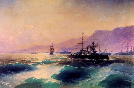Ivan Constantinovich Aivazovsky - Gunboat off Crete. Free illustration for personal and commercial use.