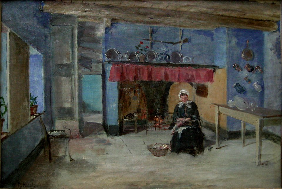 Interior de una Casa by Félix Resurrección Hidalgo