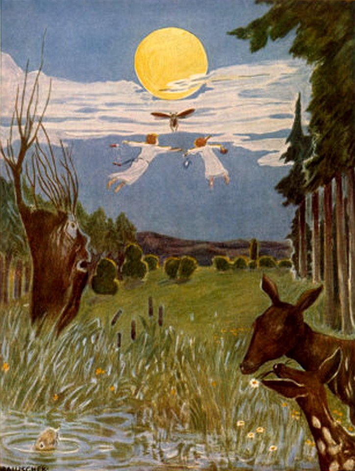 Hans Baluschek, Illustration - Little Peter's trip to the Moon, Der Flug nach der Sternenwiese, Illustration