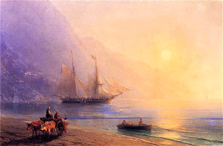 Ivan Constantinovich Aivazovsky - Loading Provisions off the Crimean Coast. Free illustration for personal and commercial use.