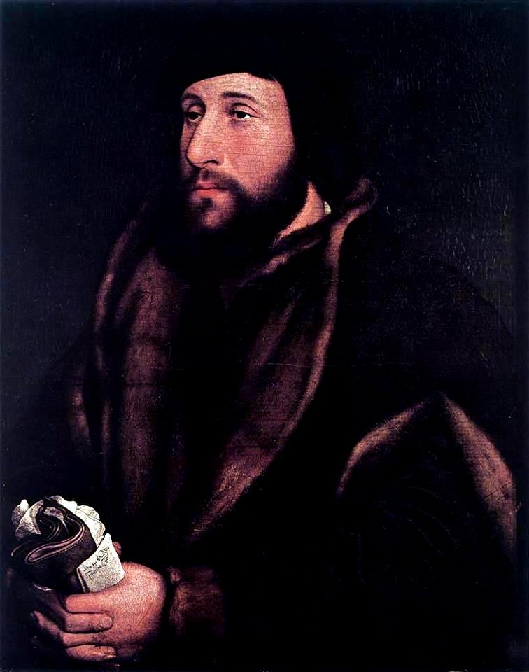 Hans Holbein the Younger - Portrait of a Man Holding Gloves and Letter