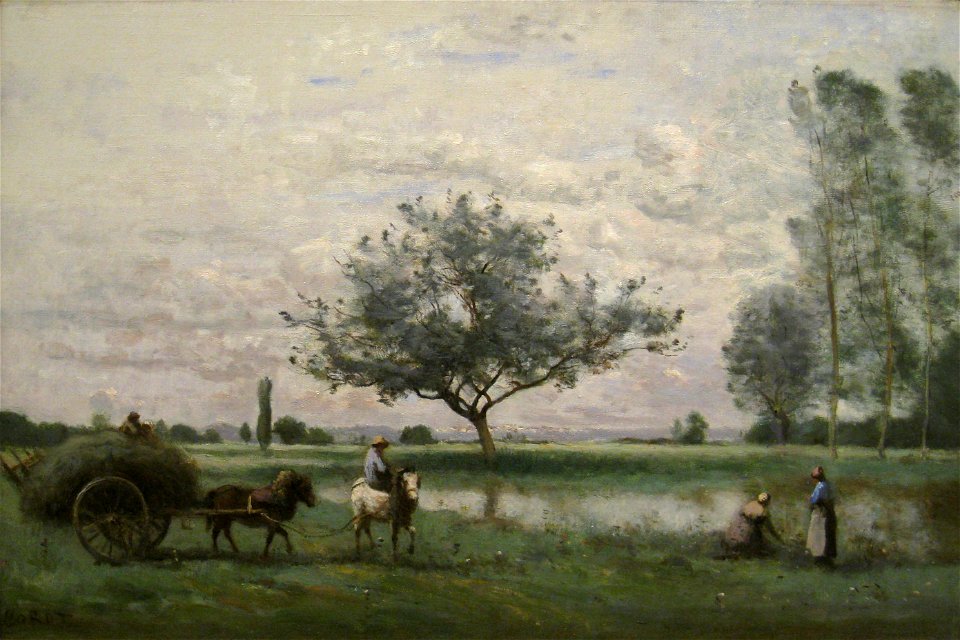 Hay Cart along a River, 1865 to 1870, by Jean-Baptiste-Camille Corot (1796-1875) - IMG 7228