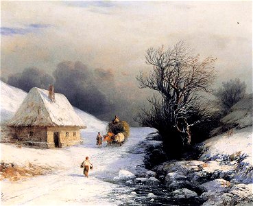 Ivan Constantinovich Aivazovsky - Little Russian Ox Cart in Winter