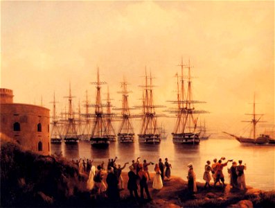 Ivan Constantinovich Aivazovsky - The Russian Squadron on the Sebastopol Roads (detail). Free illustration for personal and commercial use.