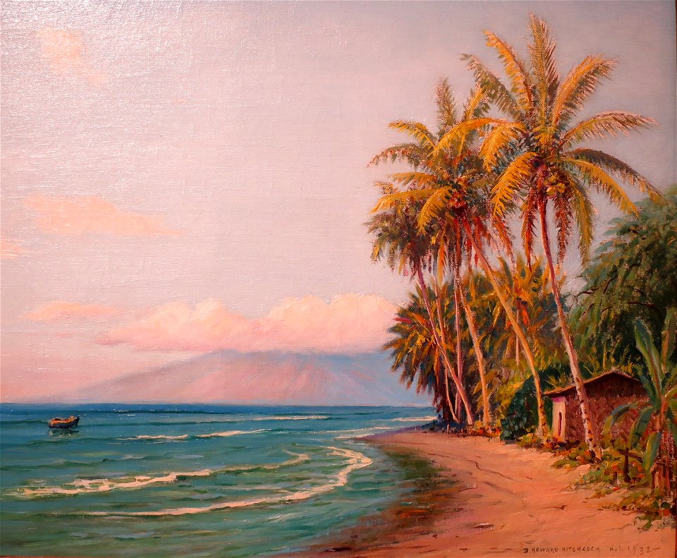 'Lahaina Beach - West Maui' by D. Howard Hitchcock, 1932, oil on canvas, Hawaii State Art Museum