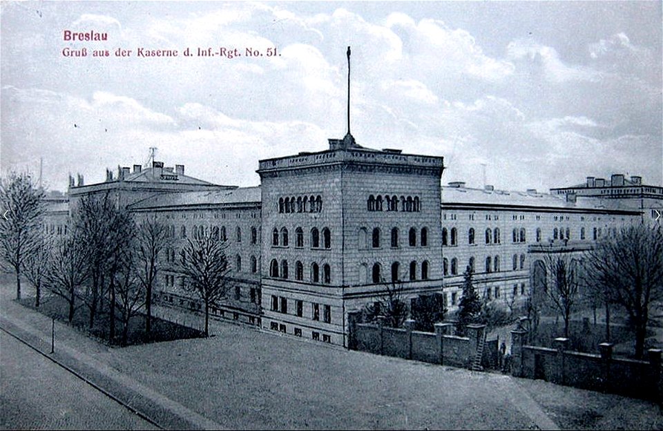 Infanterie-Kaserne Breslau IR 51 - Postkarte 1912