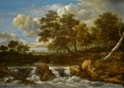 Jacob Isaacksz van Ruisdael - Landschap met waterval 001. Free illustration for personal and commercial use.