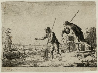 Jager en visser in een landschap. NL-HlmNHA 53008901