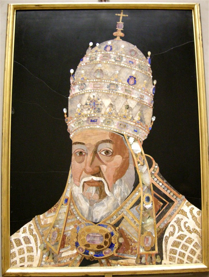 Jacopo ligozzi (disegno), ritratto di papa clemente VIII in pietre dure, 1600-1601, 01