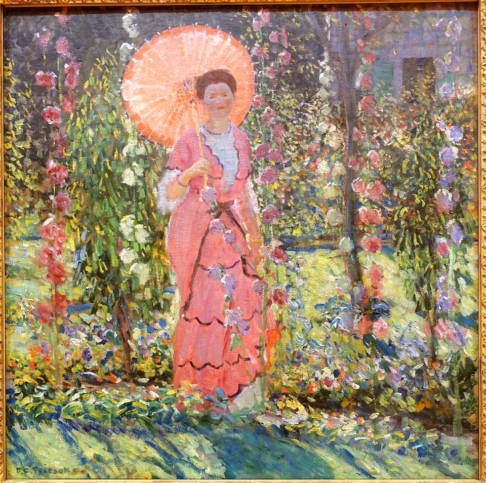 Hollyhocks by Frederick Carl Frieseke, c. 1912-1913 AD, oil on canvas - Museo Nacional Centro de Arte Reina Sofía - DSC08749