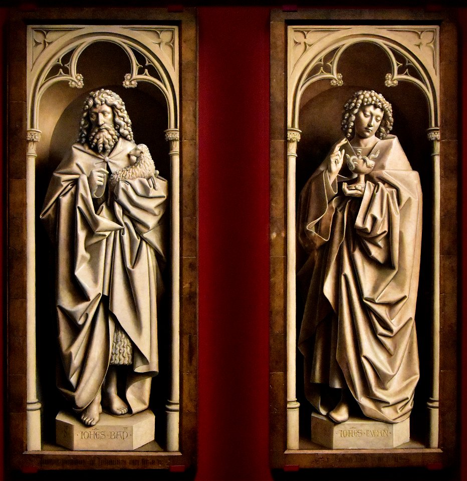 Hubert (†1426) & Jan van Eyck (±1390-1441) Buitenluiken van de Aanbidding van het Lam Gods (Johannes de Doper en Johannes de Evangelist) MSK Gent 3-02-2020 15-33-13