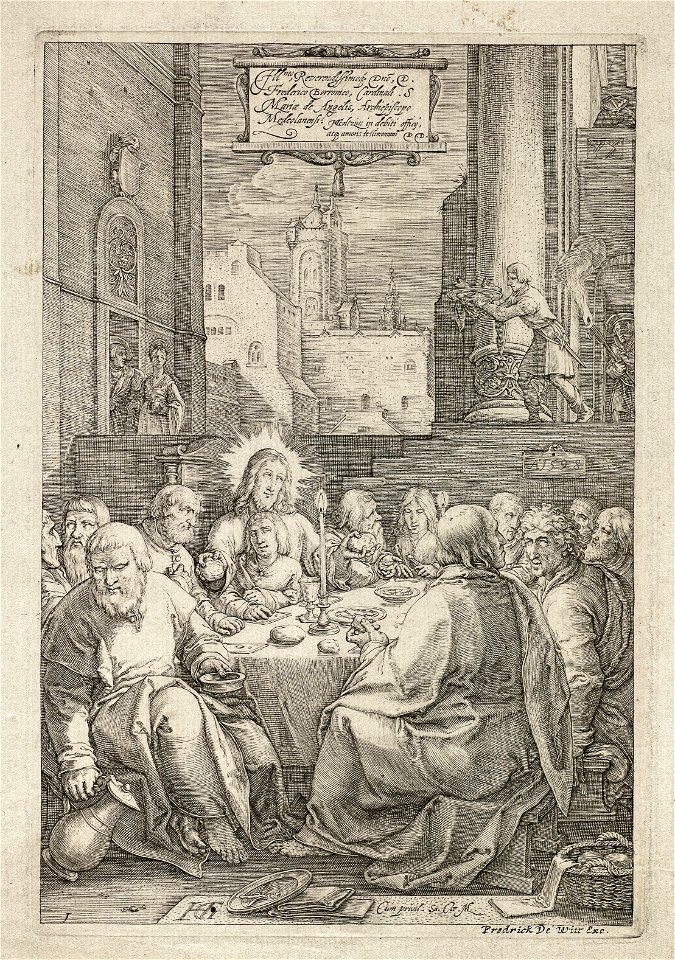 Het Laatste Avondmaal Matheus 2620-25 Marcus 1417-21 Lucas 2221-23 Johannes 1321-23. NL-HlmNHA 1477 53008469