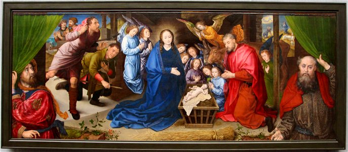 Hugo van der Goes, adorazione dei pastori tra due profeti, 1480 ca. 01