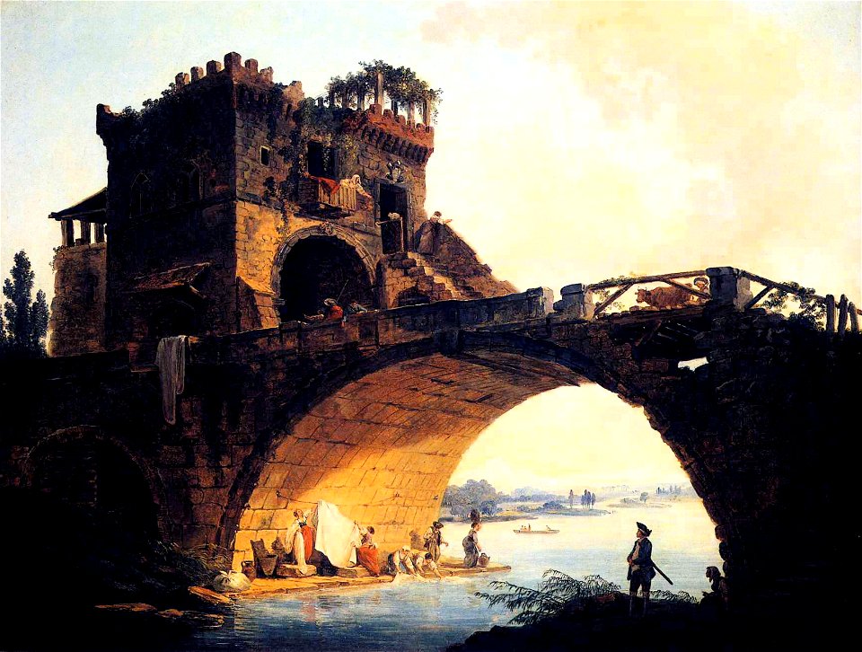 Hubert Robert - The Old Bridge