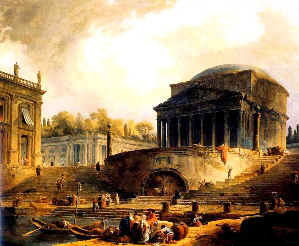 Hubert Robert - Vue du Port de Ripetta, a Rome