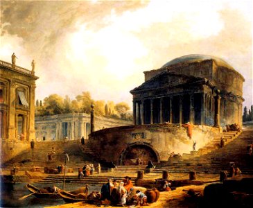 Hubert Robert - Vue du Port de Ripetta, a Rome