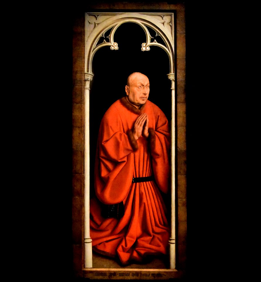 Hubert (†1426) & Jan van Eyck (±1390-1441) Buitenluik met Joos Vijd - Aanbidding van het Lam Gods MSK Gent 3-02-2020